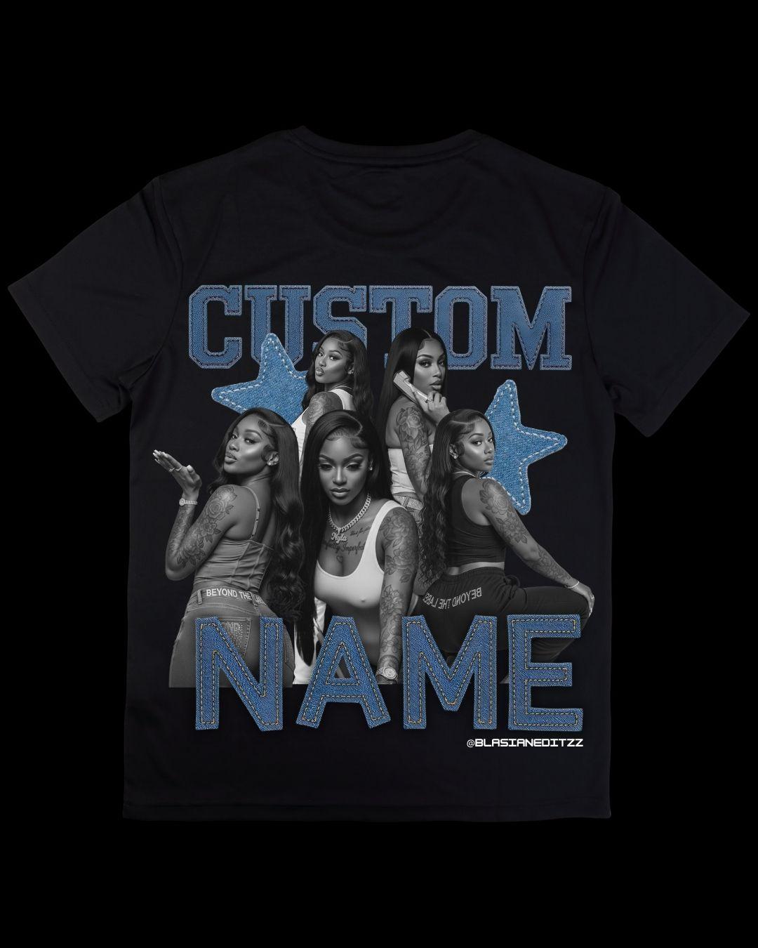 CUSTOM DENIM STYLE TEE - BLACK